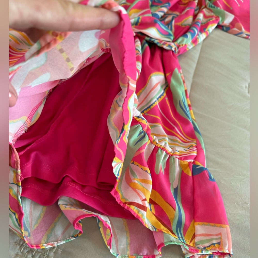 Flying Tomato Pink Multicolor Floral Print Wrap Romper - Picture 4 of 11